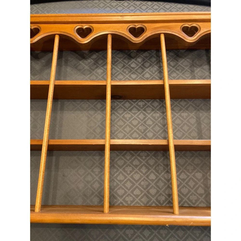 Vintage Wood Heart Wall Display Shelf 18 Cubby Shadow Box Country Home Decor